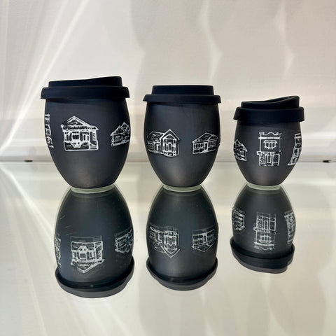 Inner West Houses Ceramic Cup in Matte Black