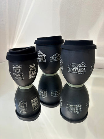 Inner West Houses Ceramic Cup in Matte Black