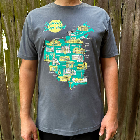 Sydney’s Inner West Souvenir Map Australian Made T-Shirt