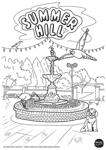 Summer Hill Square Colouring Stencil Download